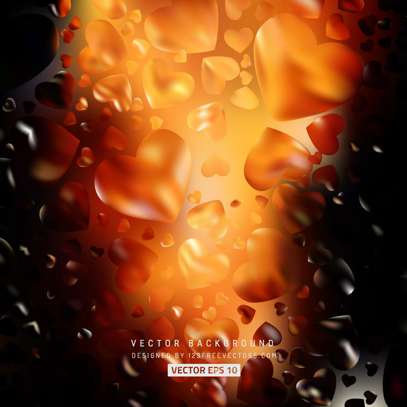 Abstract Valentines Day Black Orange Fire Heart Background