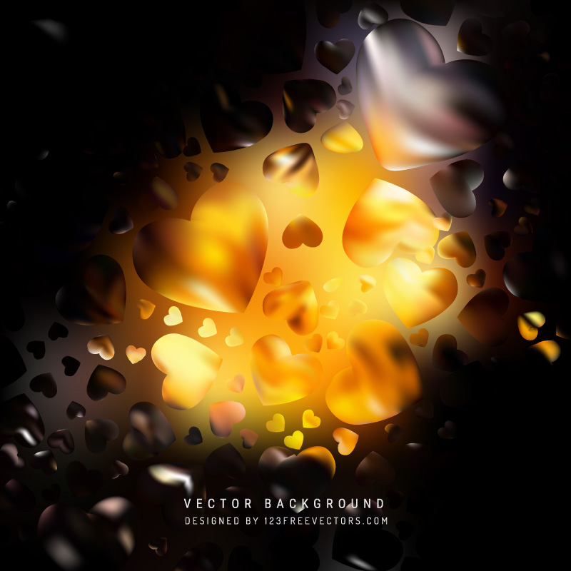 Abstract Valentines Day Black Orange Fire Heart Background