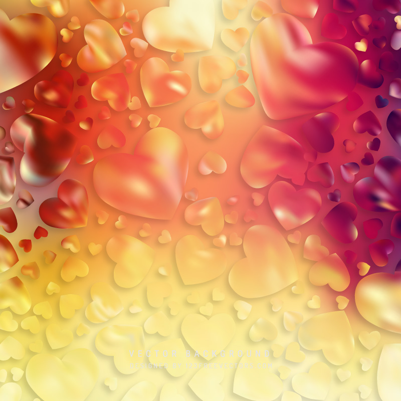 Yellow Orange Love Heart Background