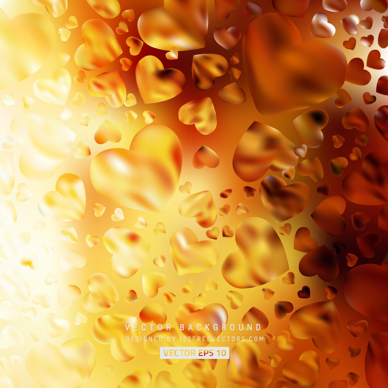 Romantic Yellow Orange Hearts Background