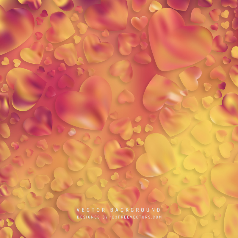 Abstract Yellow Orange Valentine Heart Background