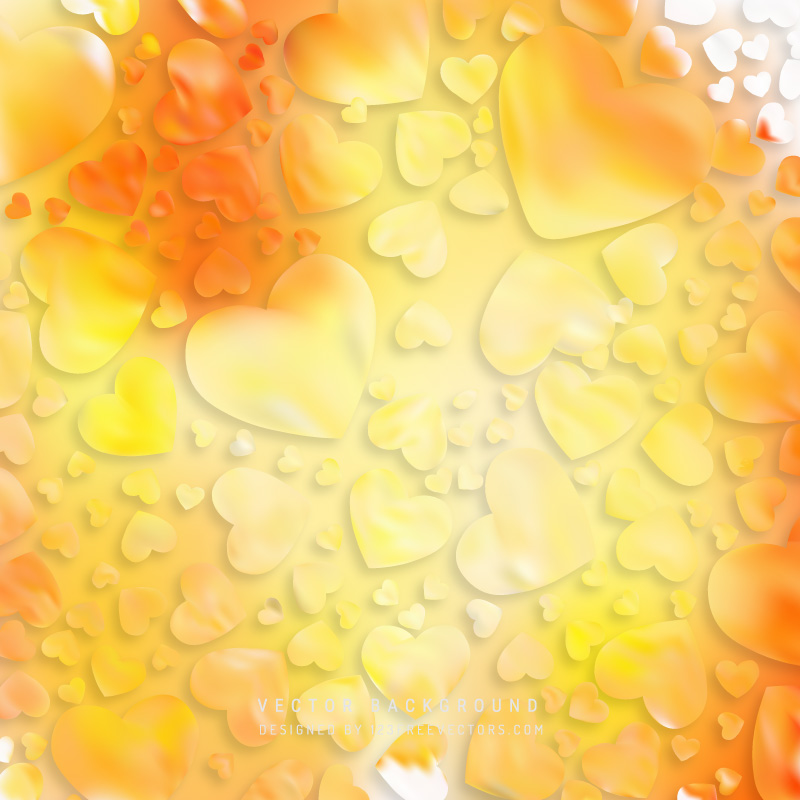 Abstract Romantic Yellow Orange Hearts Background