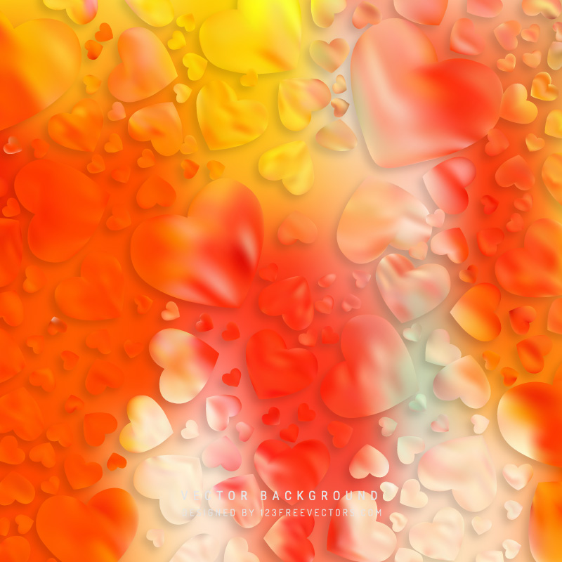 Yellow Orange Loving Heart Valentine Background