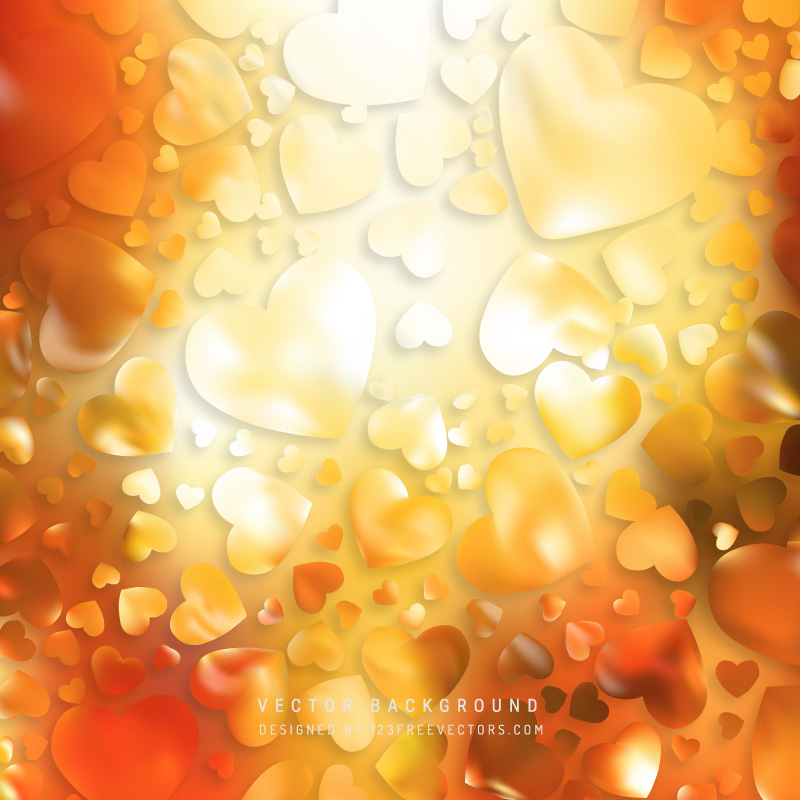 Romantic Orange Hearts Background