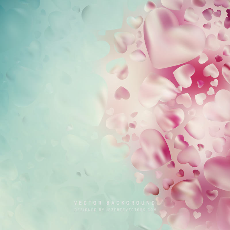 Abstract Blue Pink Love Heart Background