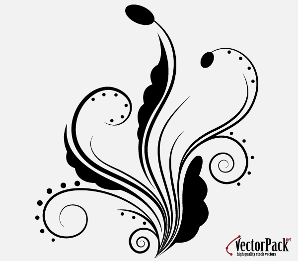 Free Floral Ornament Vector with Swirls Elements