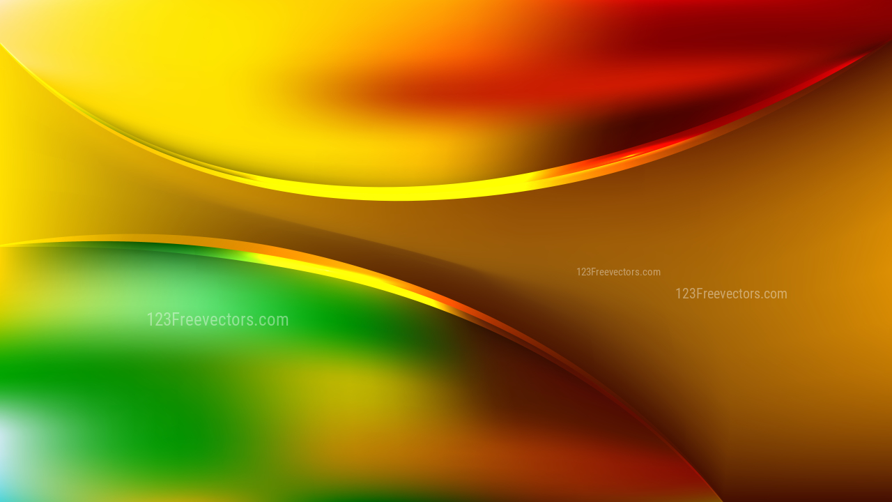Glowing Abstract Red Yellow and Green Wave Background