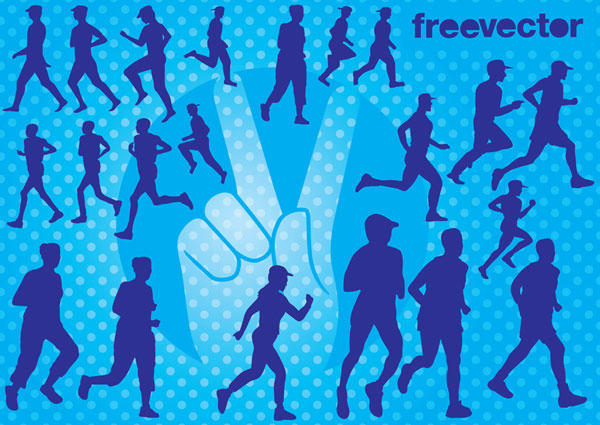 Runners Silhouette Vector Free