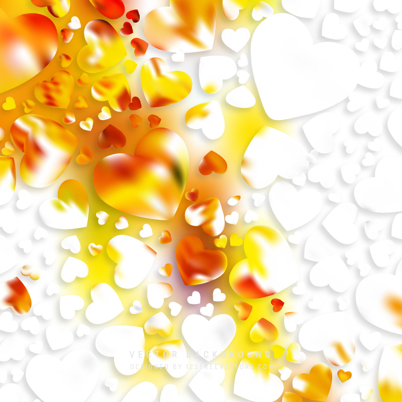 Romantic Red Yellow Hearts Background