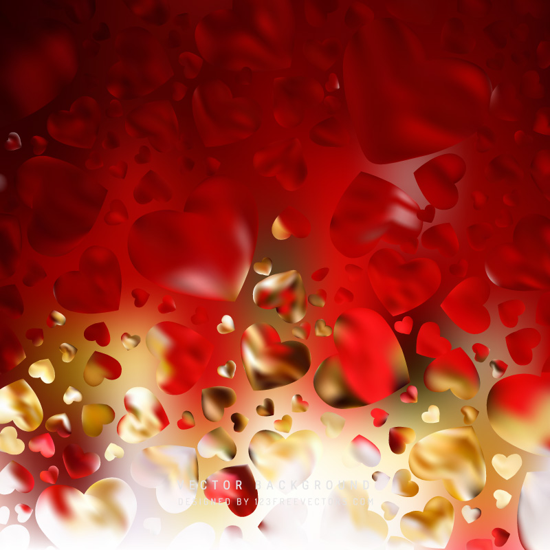 Abstract Red Yellow Loving Heart Valentine Background