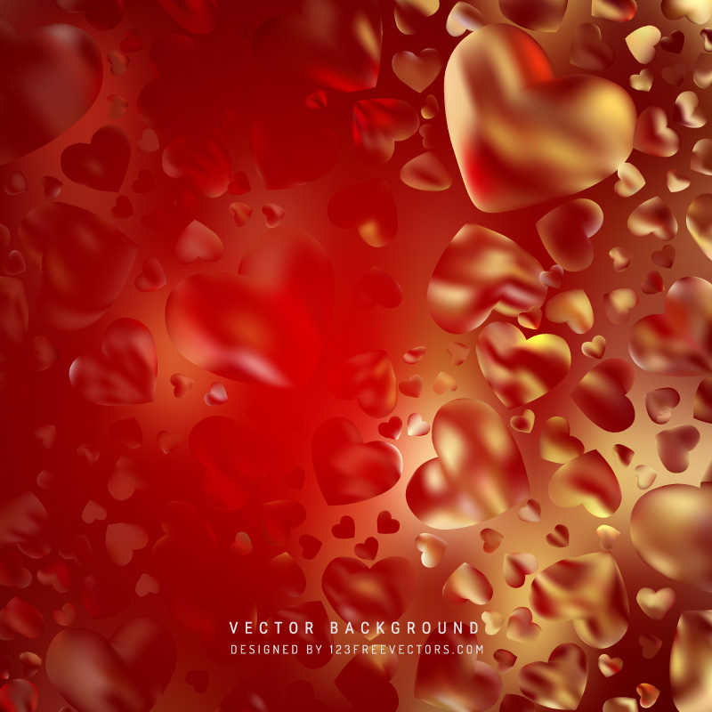 Abstract Red Yellow Love Heart Background
