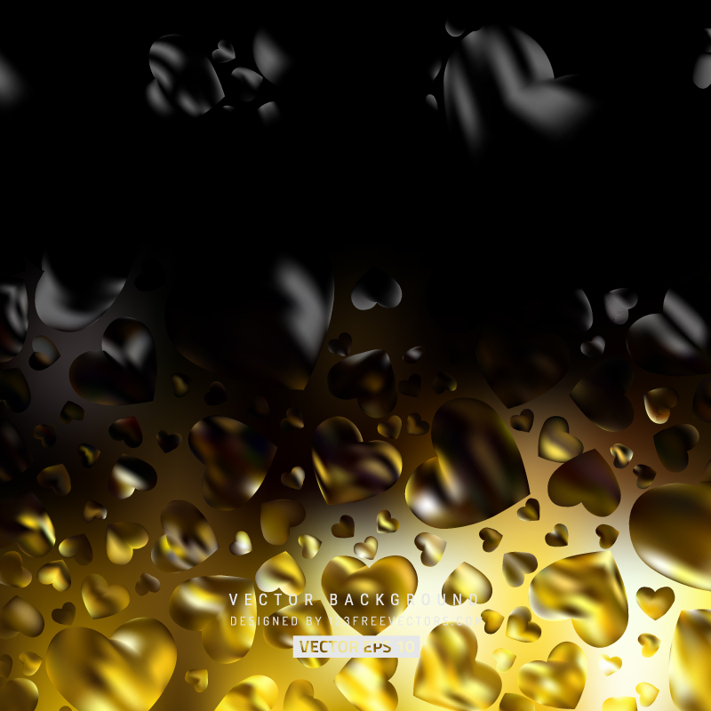 Black Yellow Loving Heart Valentine Background
