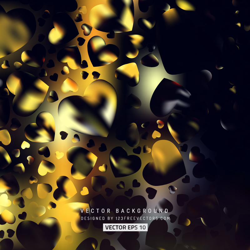 Abstract Black Yellow Valentine Heart Background