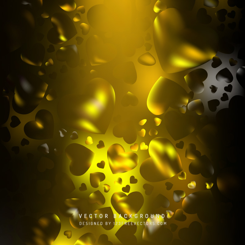 Valentines Day Black Yellow Heart Background