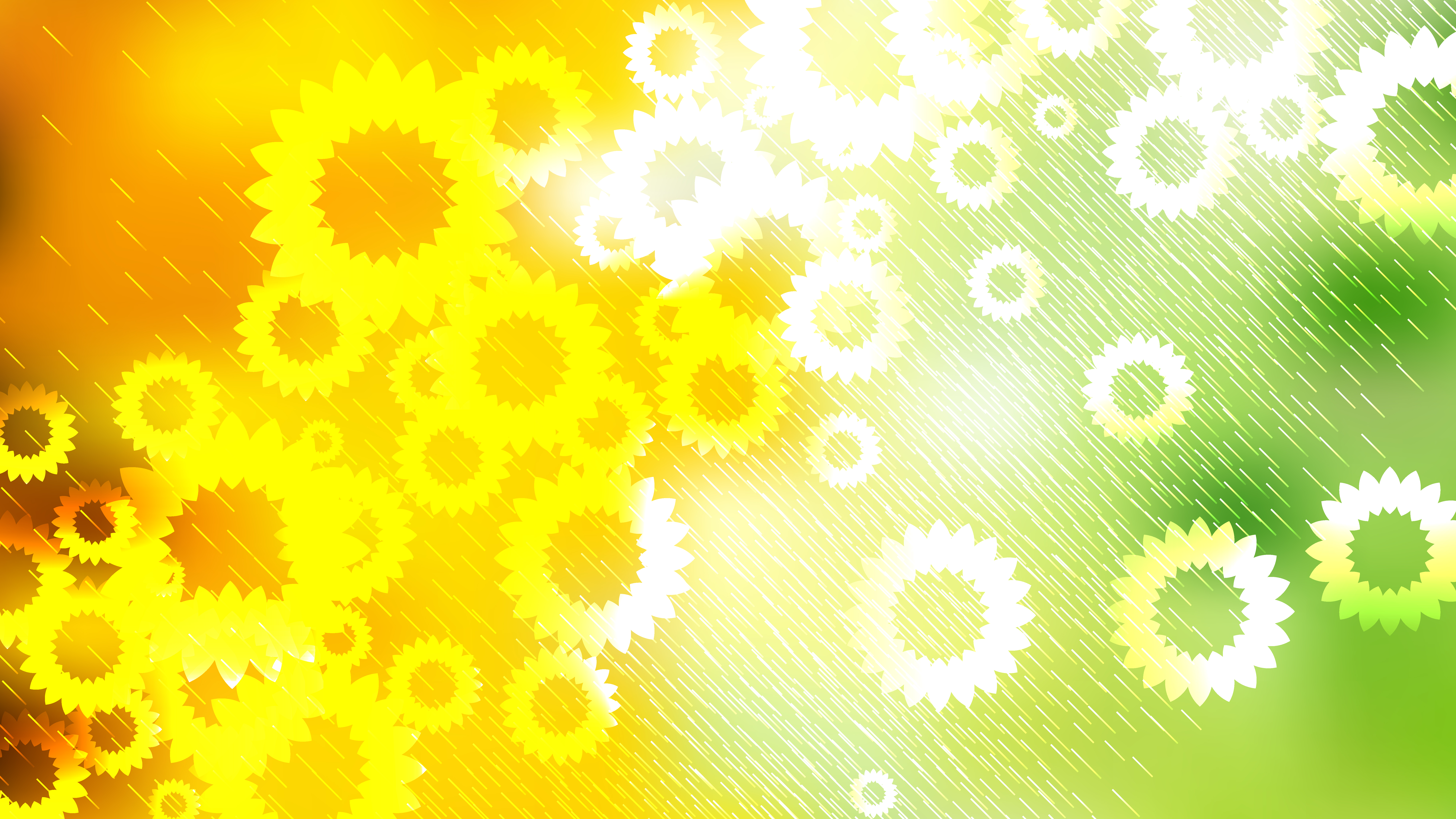 Free Green Yellow and White Flowers Background Image