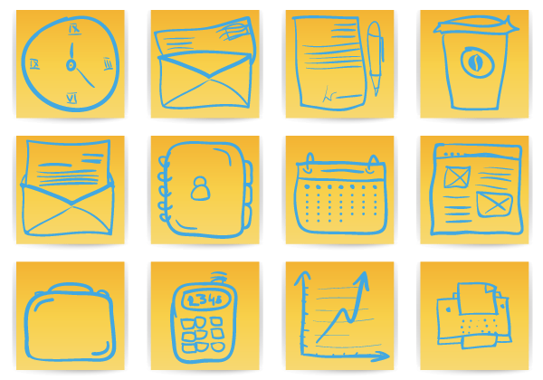 Free Office & Business Hand Drawn Icons Vector