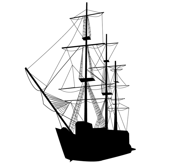 Caravel Sailing Ship Silhouette Vector Art