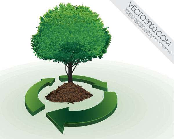 Vector Recycling Symbol with Tree