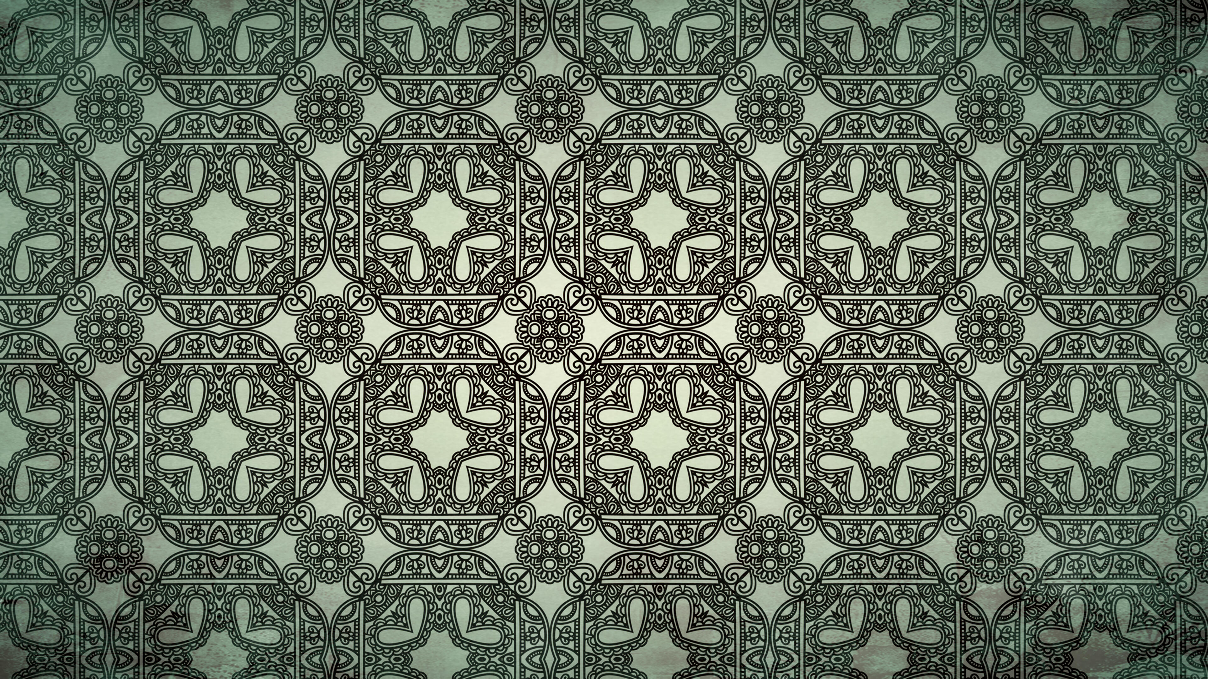 Green and Black Vintage Seamless Ornament Background Pattern Graphic