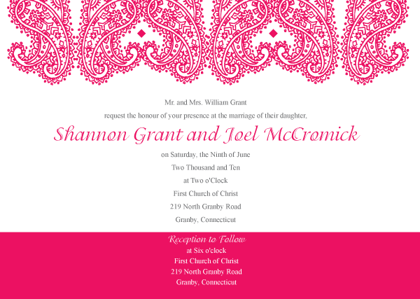 Paisley Wedding Invitation Template Vector
