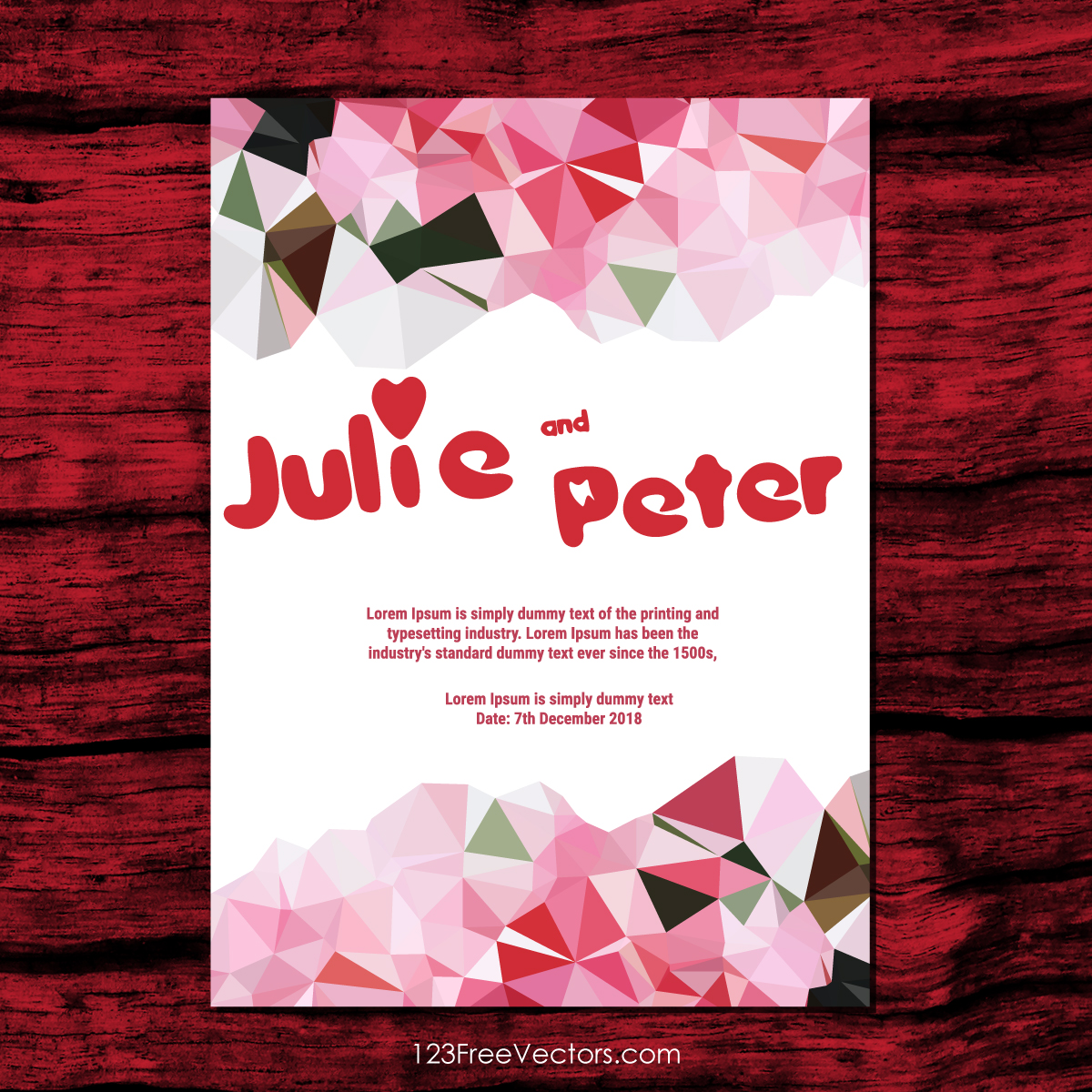 Pink Low Poly Wedding Invitation