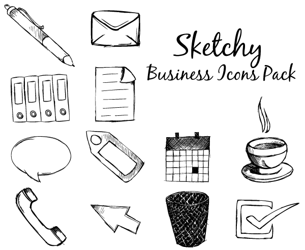 Sketchy Business Icons Free Vector Pack