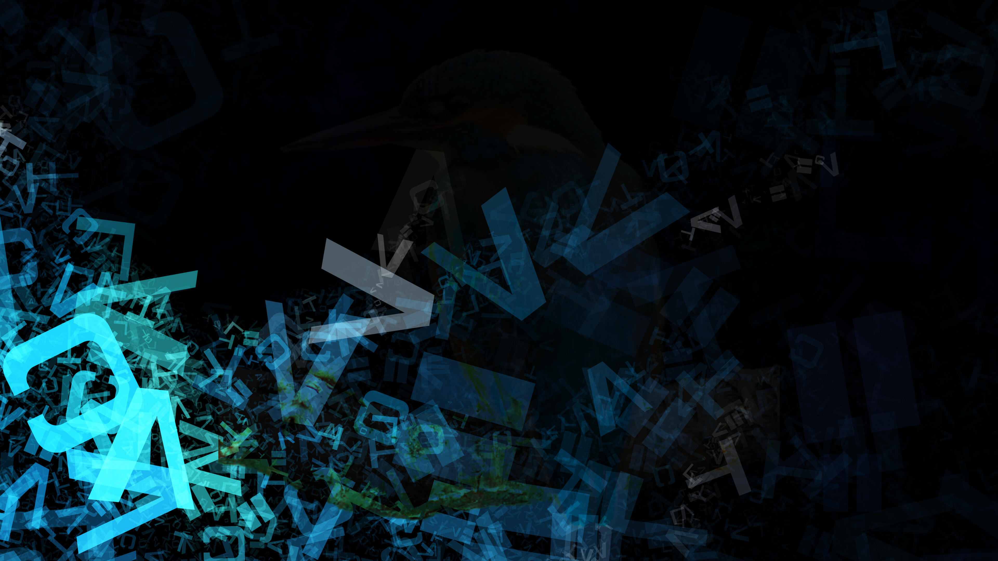 Black and Blue Alphabet Letters Chaos Background