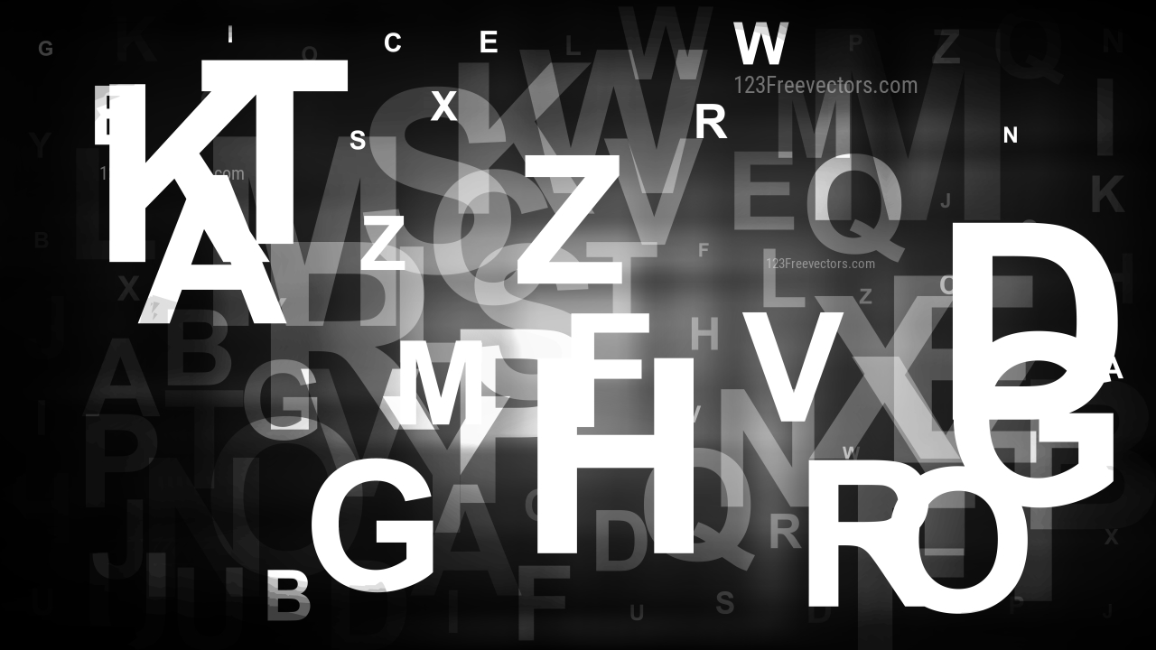 Abstract Black and White Letters Background