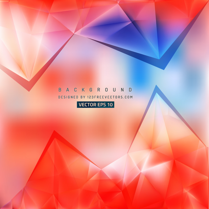 Abstract Blue Red Triangular Background Template