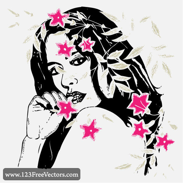 Women with Flowers Vector Art Free