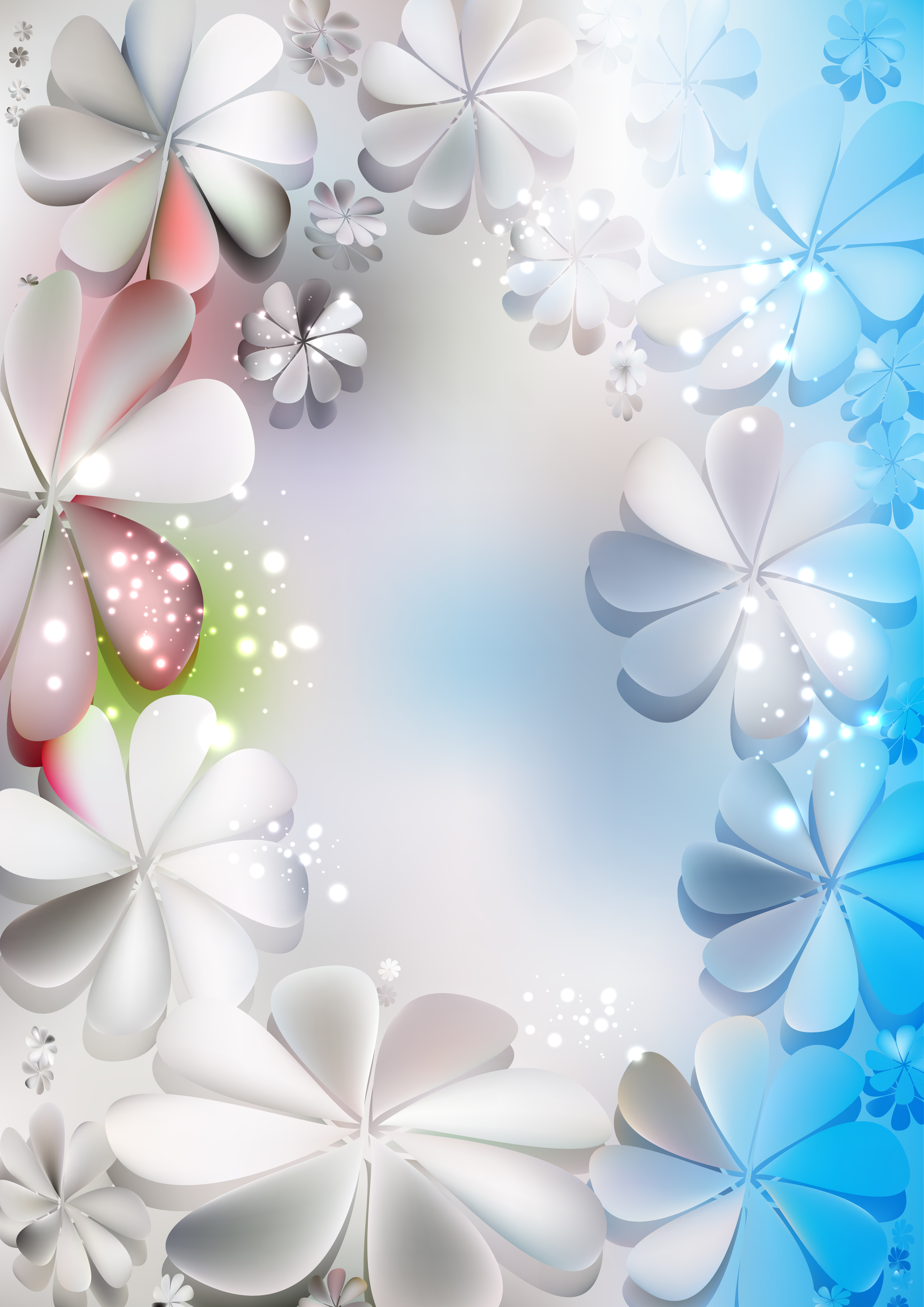 Free Blue And Grey Flower Background