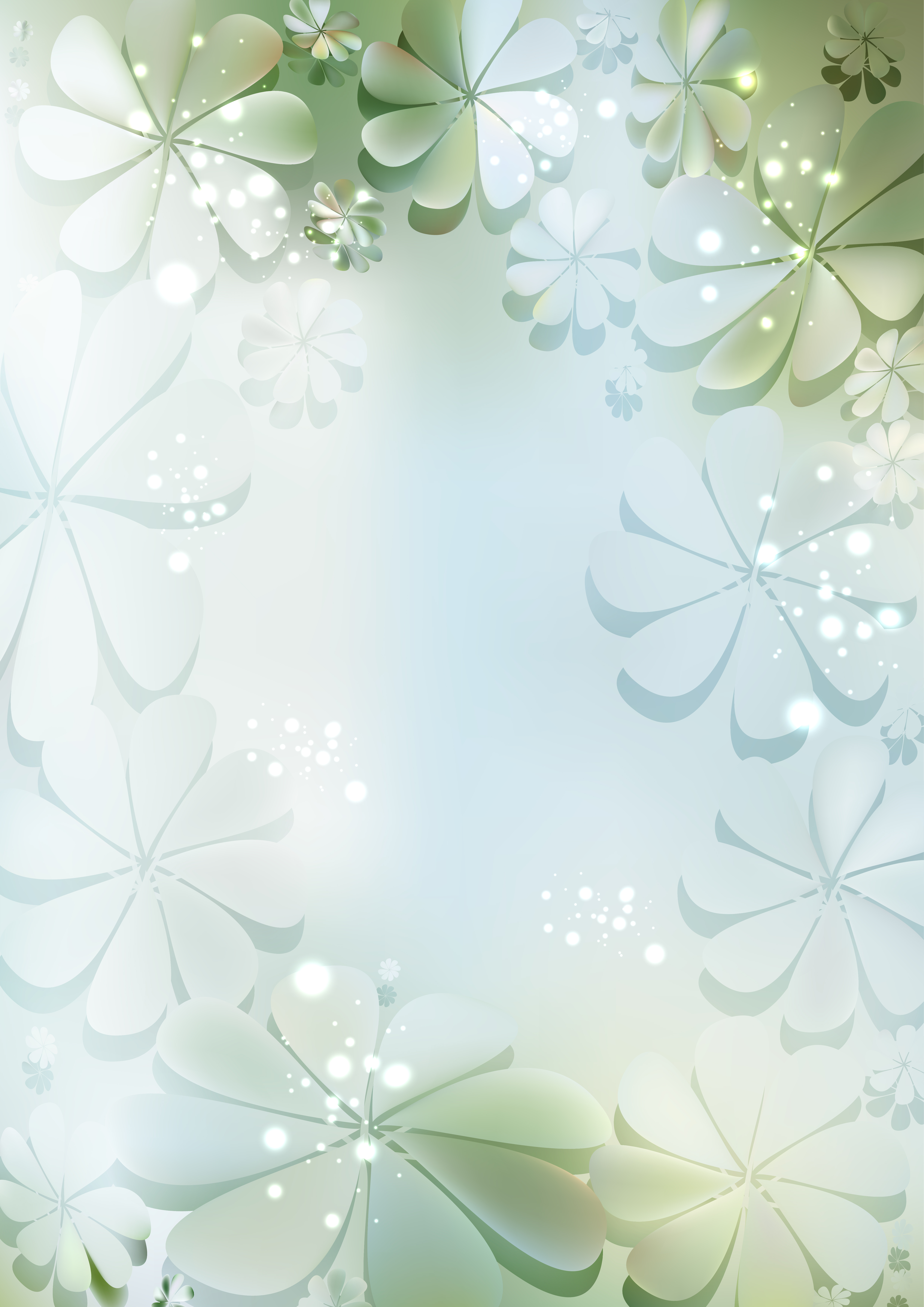 Free Blue Green and White Floral Background