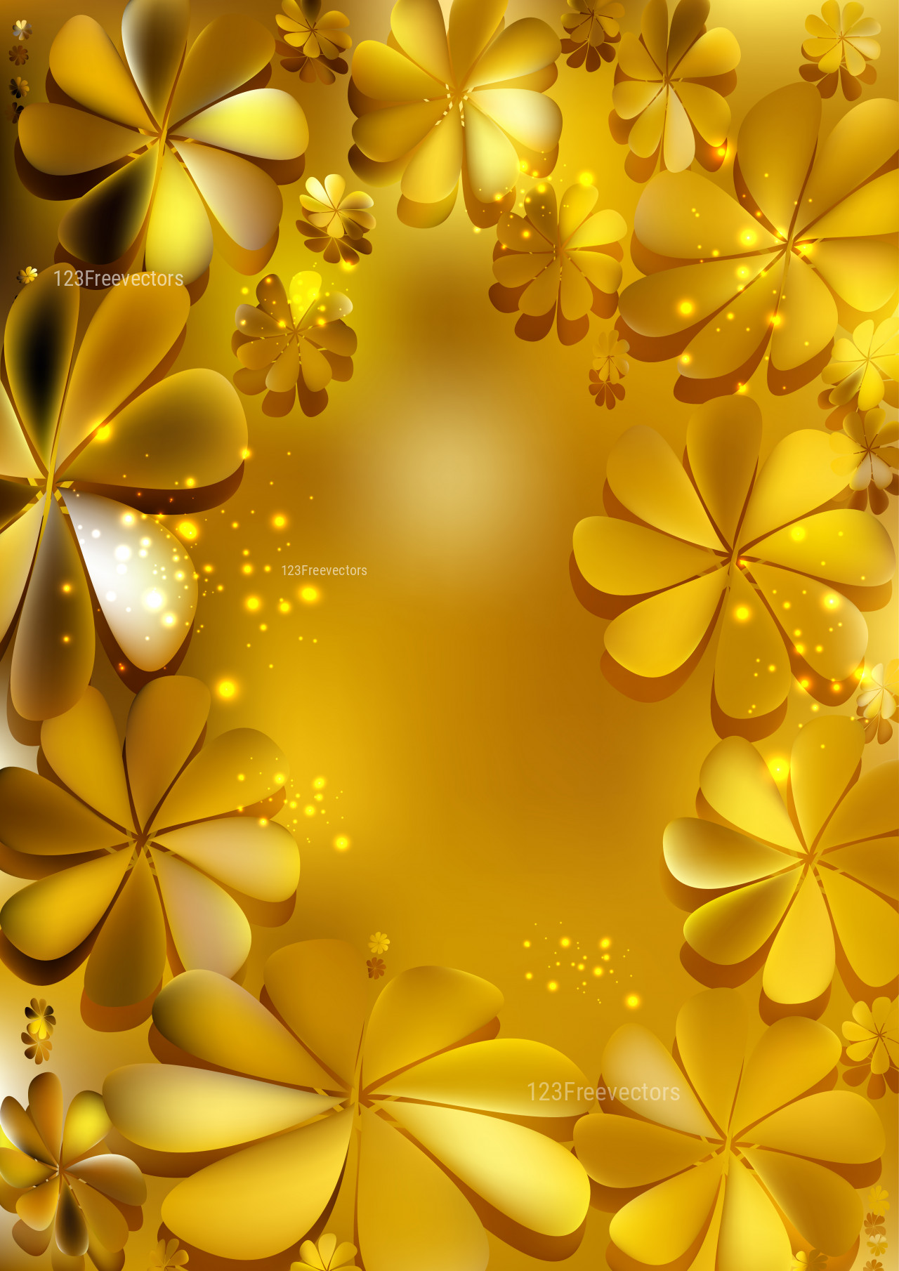 Gold Color Flower Wallpaper