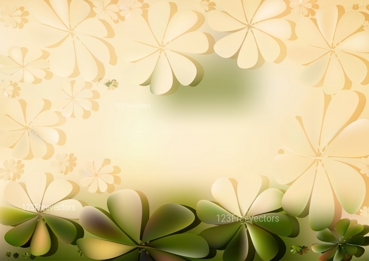 Green and Beige Floral Background Vector Art