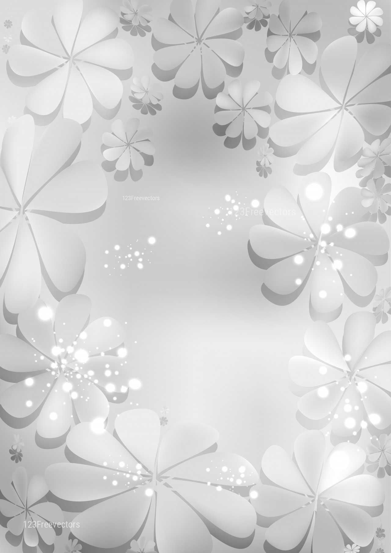Light Grey Floral Background Vector Art