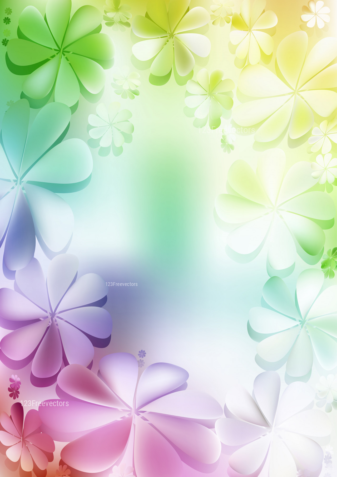 Purple Green and White Floral Background Vector Image