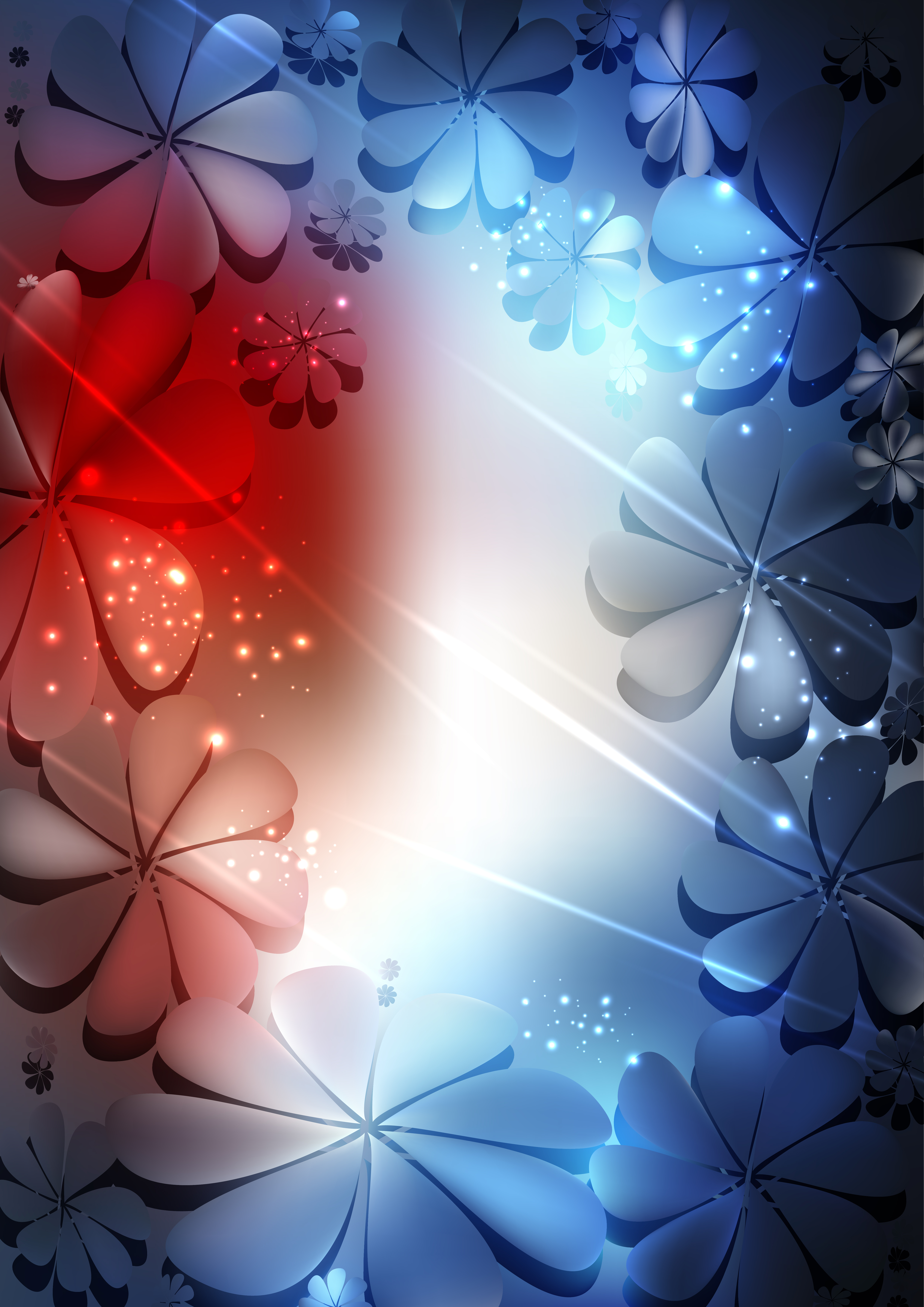 Free Red White and Blue Flower Background Illustration