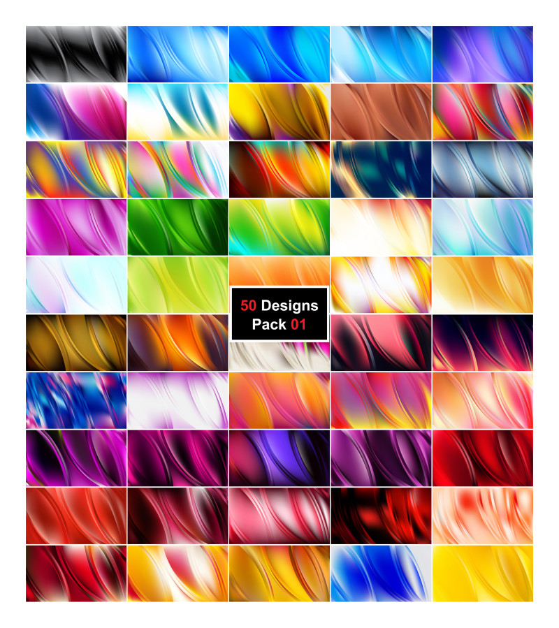 50 Abstract Curve Designs Background Vector Pack 01