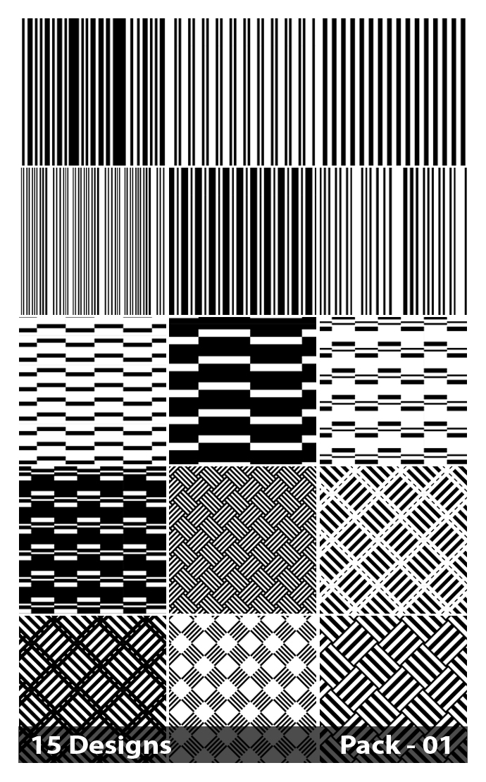 Free 15 Black and White Seamless Stripes Pattern Vector Pack 01
