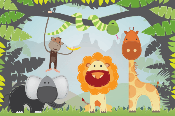Cartoon Jungle Animals Vector Free