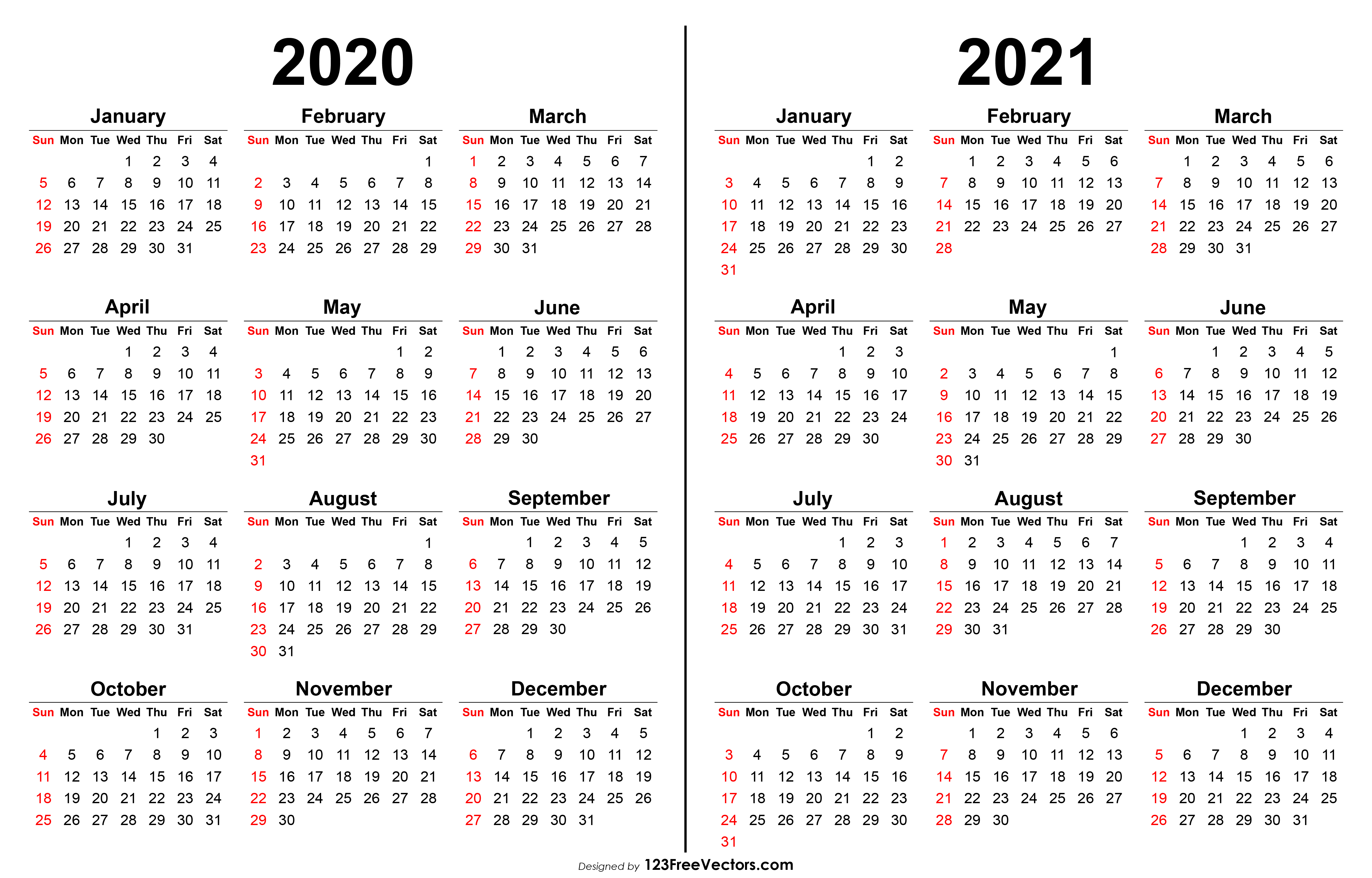 Calendar 2021 And 2020 Free 2020 2021 Calendar