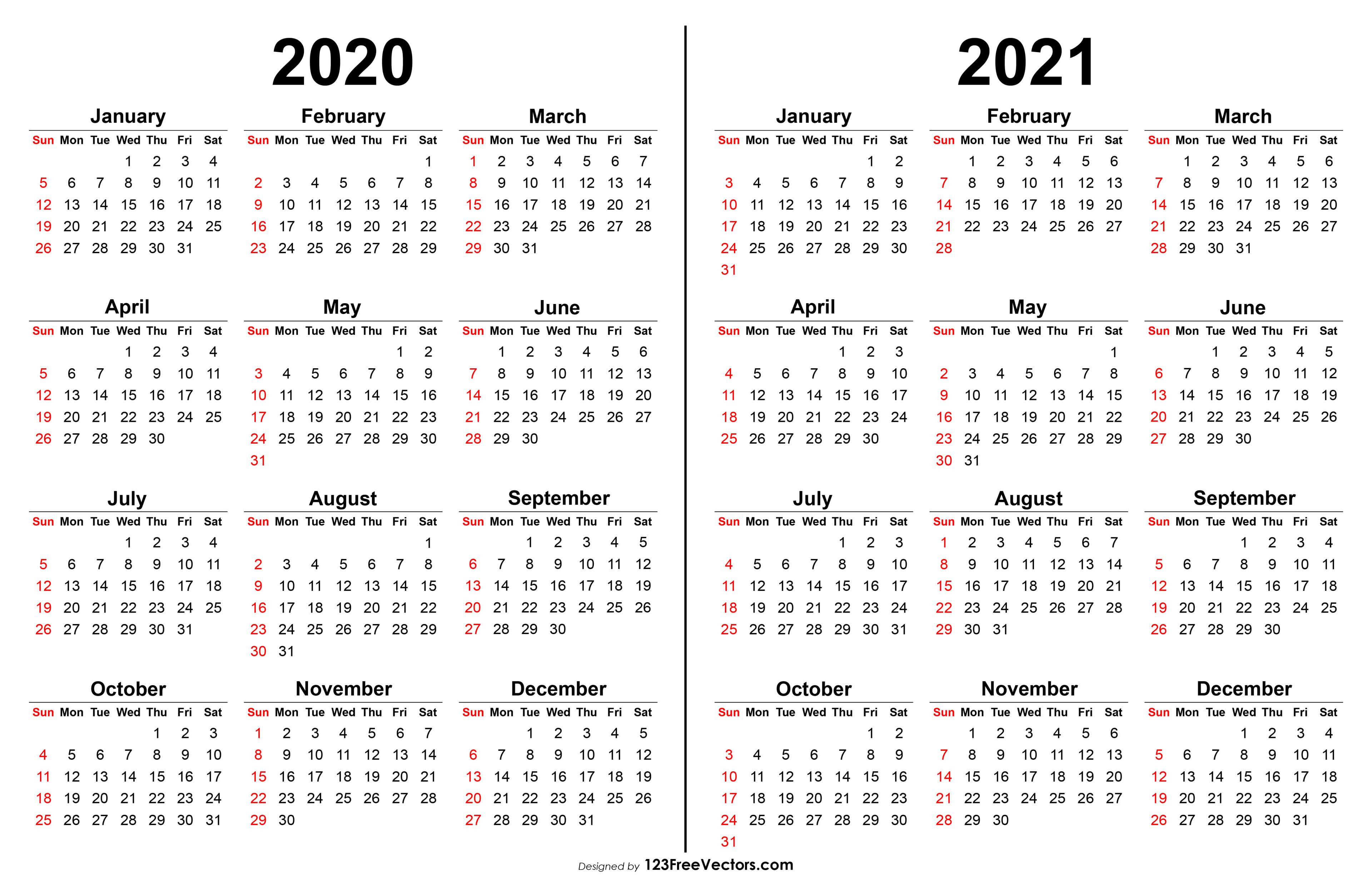 Print Out 2021 Printable Calendar One Page