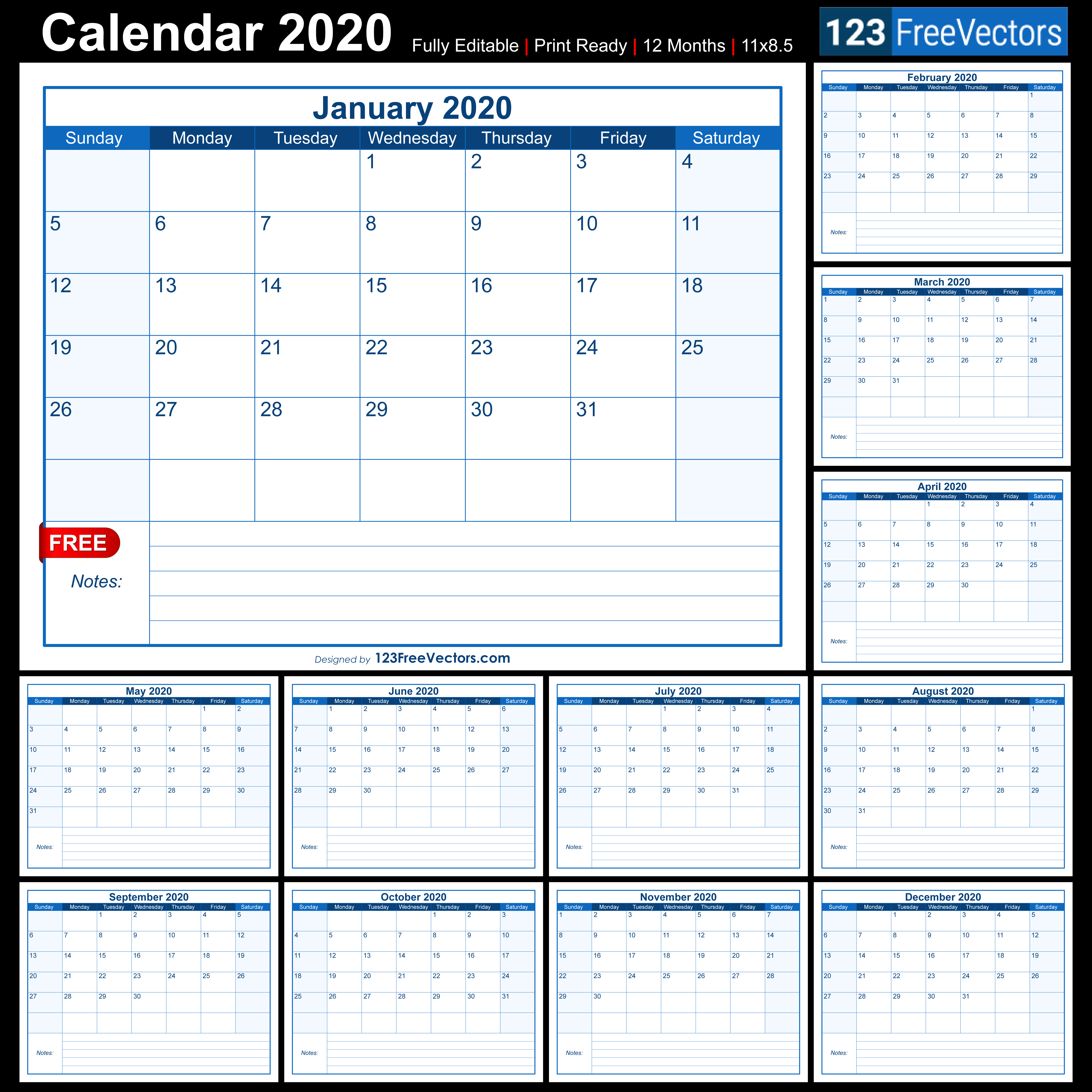 Free Blank Printable Calendar 2020