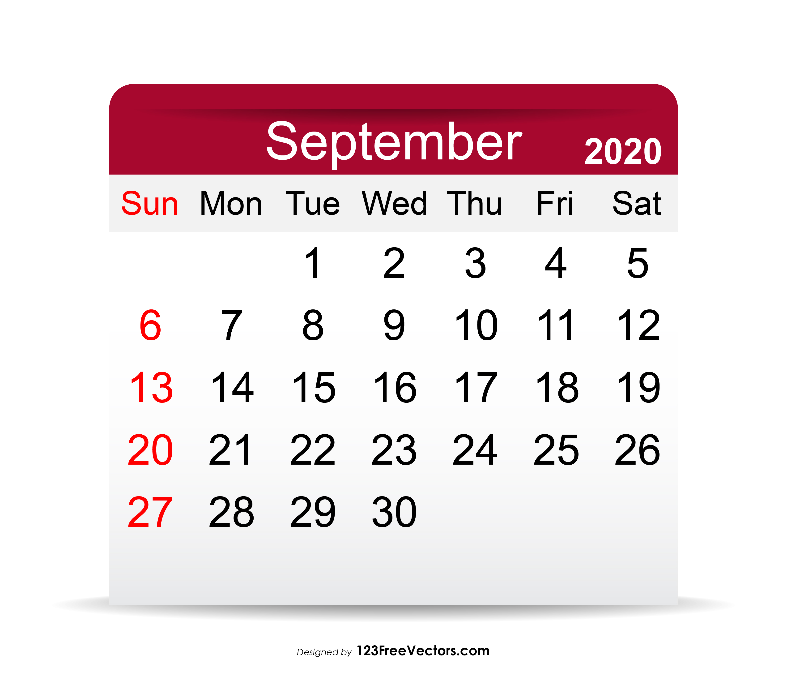 Free September 2020 Calendar