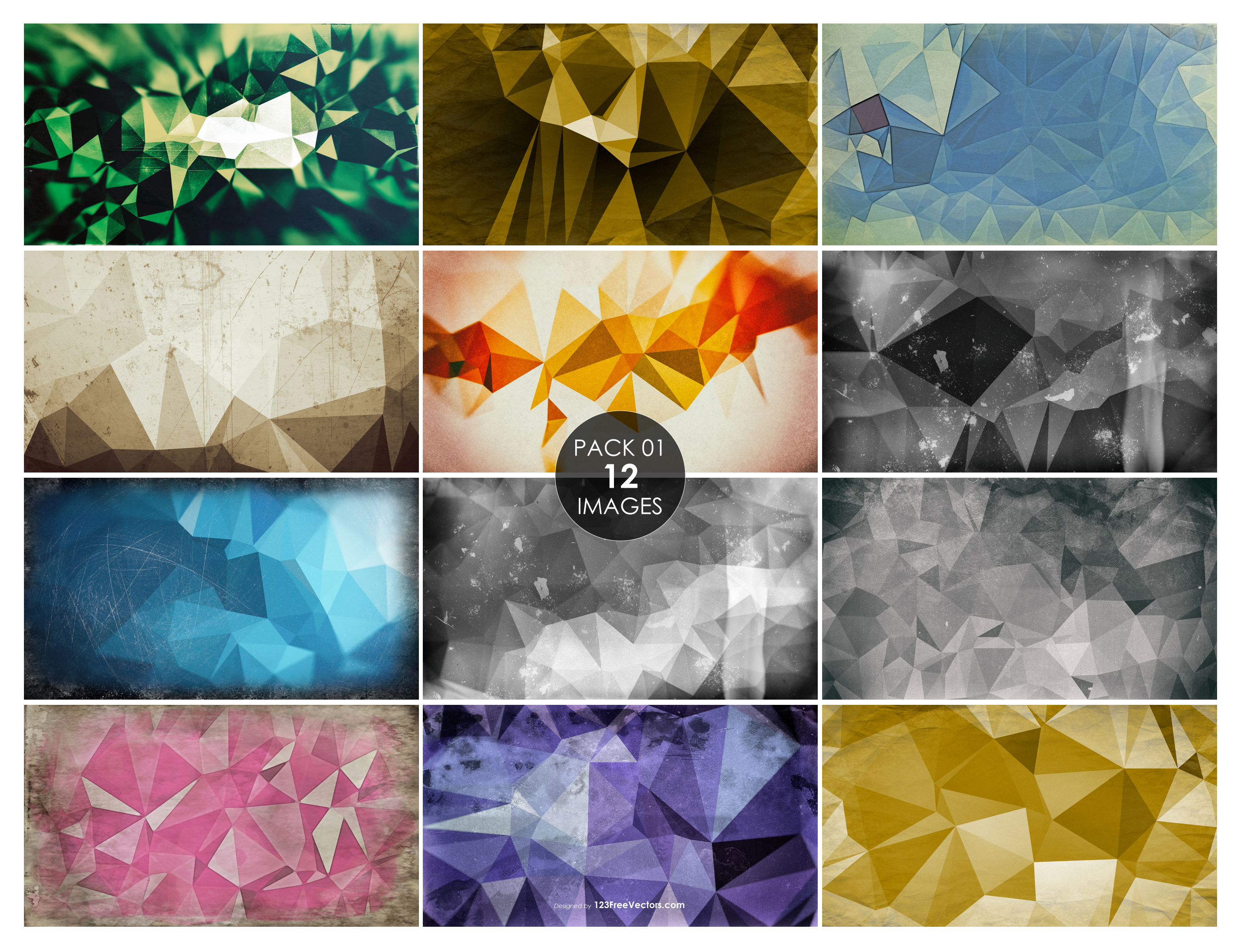 12 Grunge Polygonal Background Pack 01