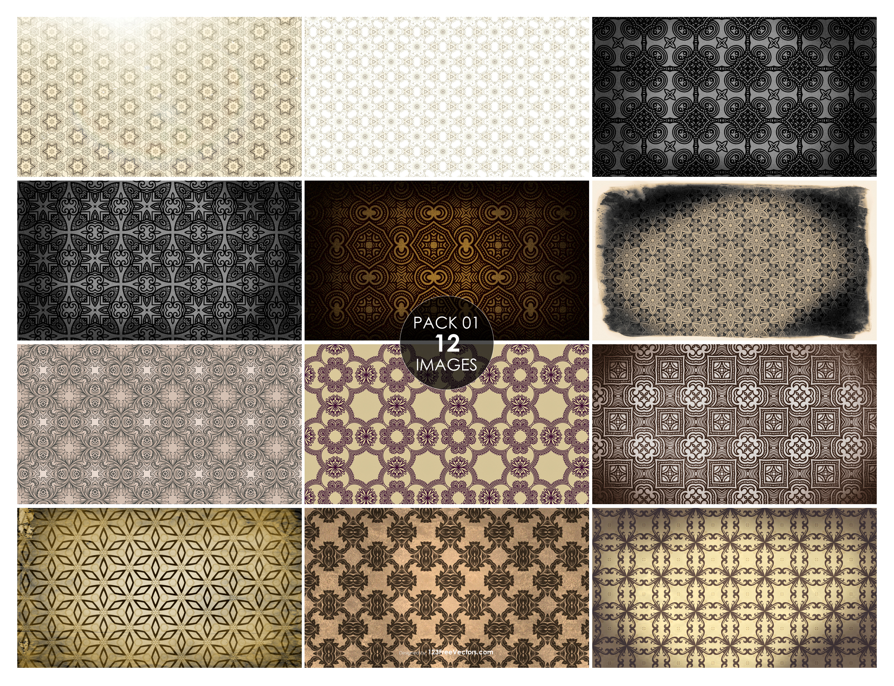 Free 12 Vintage Pattern Background Pack 01
