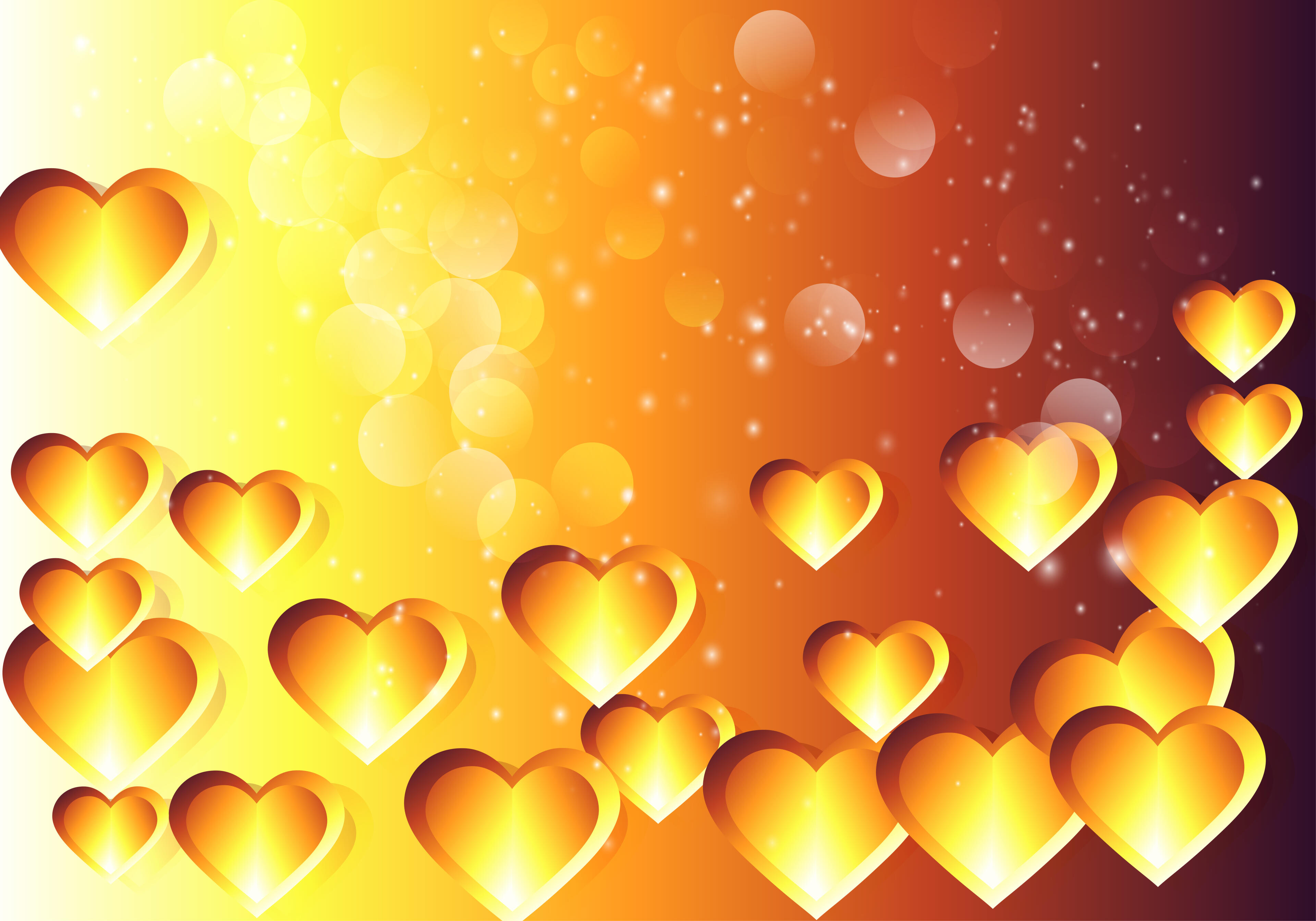 Orange and Yellow Love Background Vector Illustration