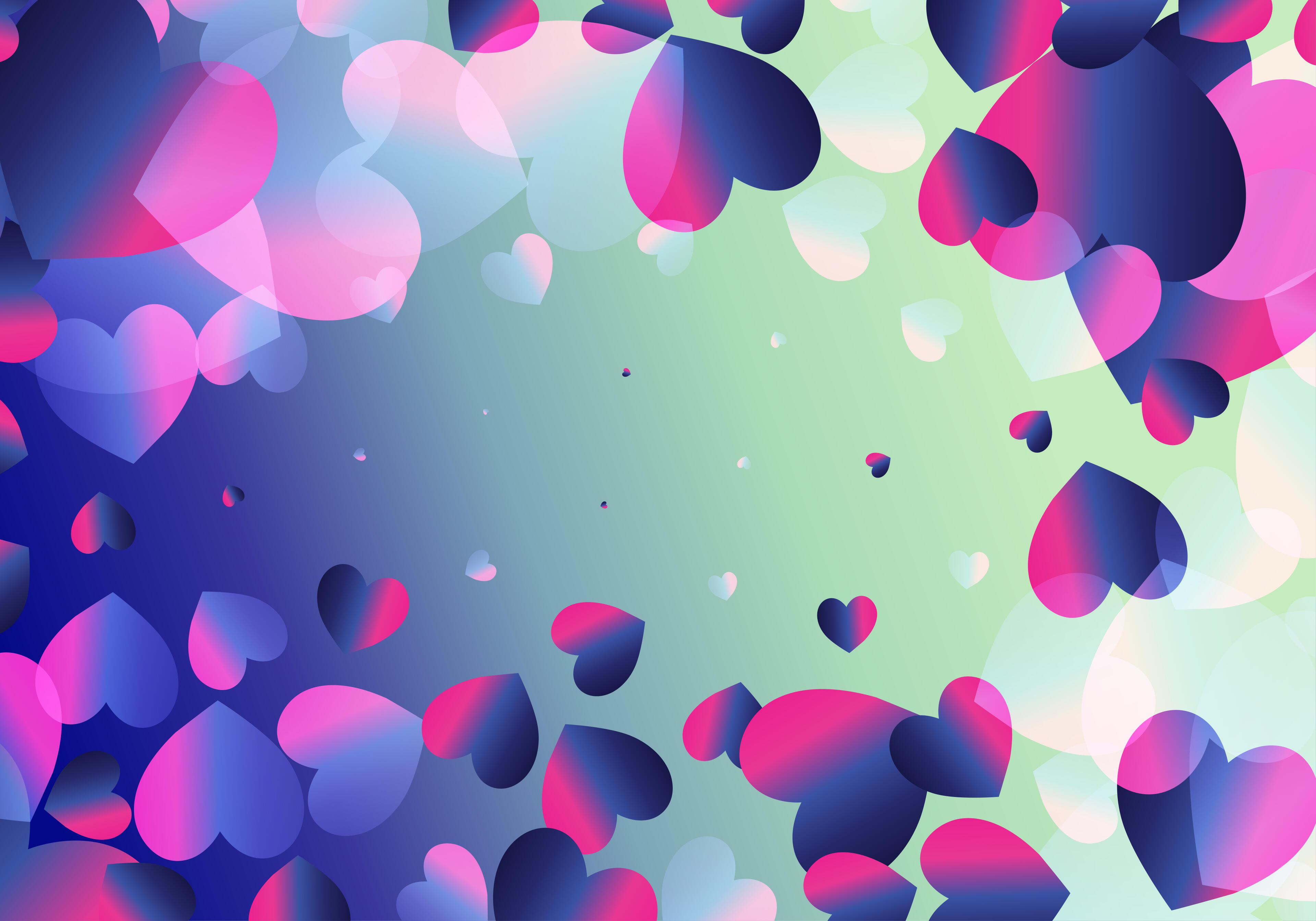 Pink and Blue Heart Wallpaper Background Vector Illustration