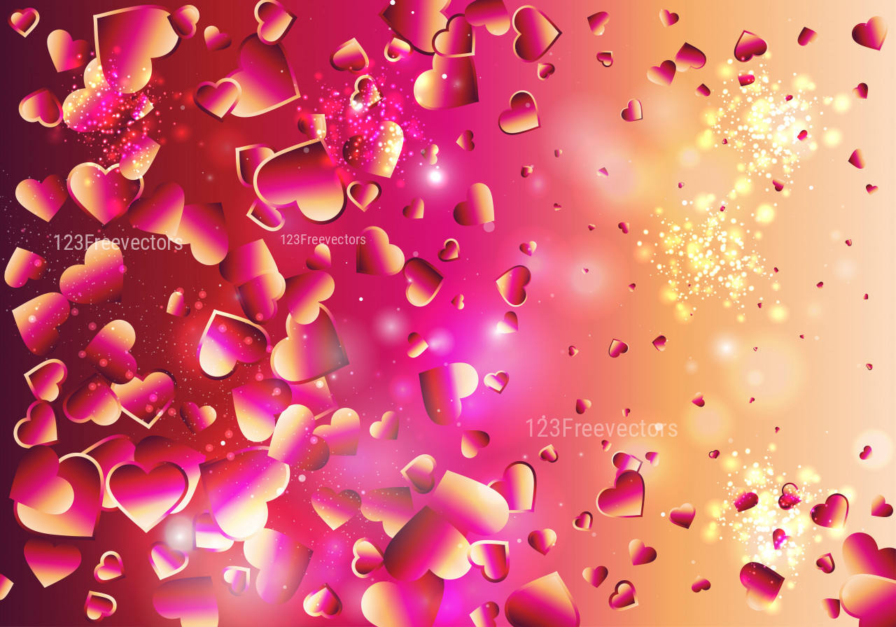 Beige Pink and Red Heart Wallpaper Background Vector Illustration