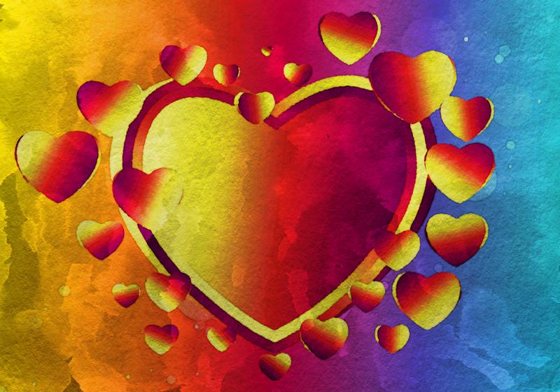 Red Orange and Blue Valentine Background Texture Image